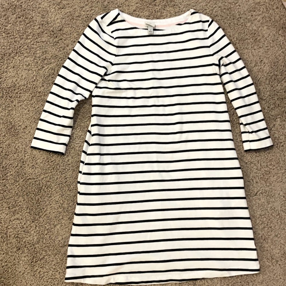 Black and white striped cotton dress